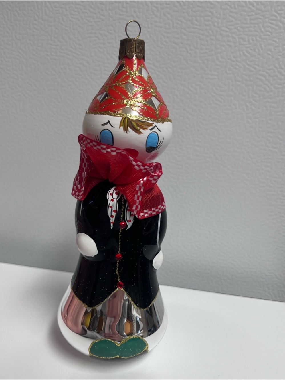 Exquisite WATERFORD Art Glass TALL CLOWN Christmas Ornament No Box Or Ribbon
